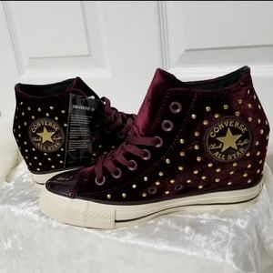Converse Burgundy Suede Stud Platforms B9